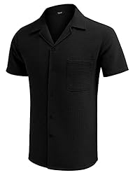 COOFANDY Men's Waffle Shirt Button Down Short