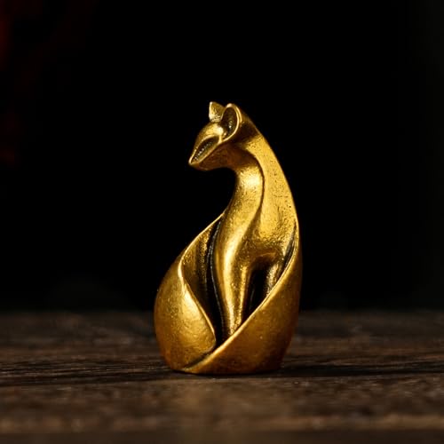 CHOVY Solid Brass Cat Figurines Handmade Vintage