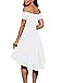 Aolakeke Women Casual Off Shoulder Formal Party Cocktail Dress With Short Sleeves, Large, White