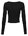 Basic Every Day Scoop Neck Long Sleeve Crop Top Black L