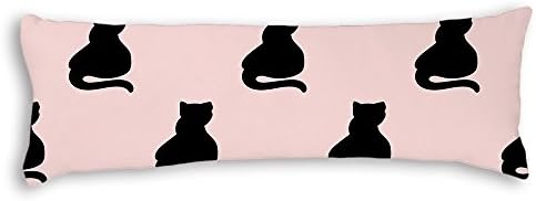 Veronicaca Black Cats Pink Background Custom Cotton Body Pillow Covers Pillow Cases 20"x54"