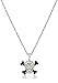 Amazon Collection Sterling Silver Black and White Diamond Skull and Crossbones Pendant Necklace, 18