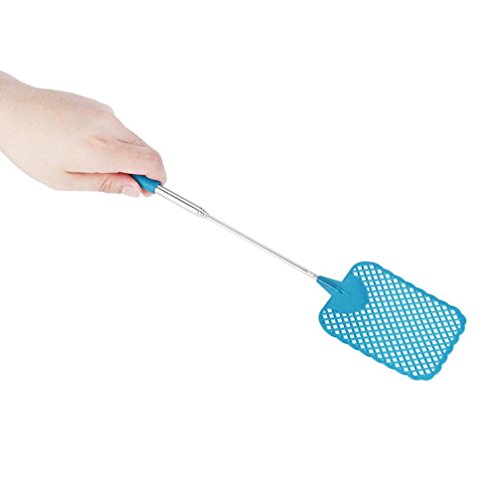 Jeeke Fly Swatter Manual Swat Pest Control - Retractable Handle,11 to 31 Inch (Blue, 1pcs)