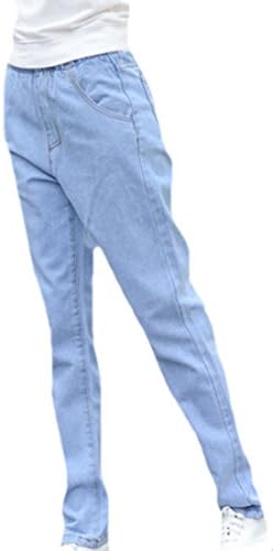 Genhao Womens Vouge Elastic Waist Harem Loose Jeans Pants Light blue XX-Large