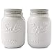 Vintage Mason Jar Salt & Pepper Shakers by Comfify - Adorable Decorative Mason Jar Decor for Vintage, Rustic, Shabby Chic Kitchens - Sturdy Ceramic in Aqua White