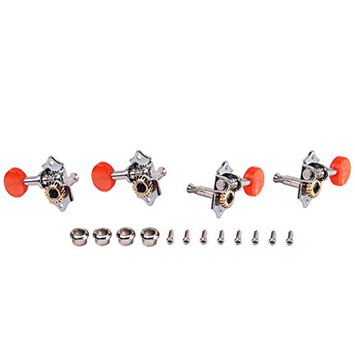 2R2L 9NB Ukulele Tuning Peg Machine Head Tuners For Ukulele 4 String Guitar with Chrome Red Buttons