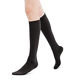 Fytto 1020 Graduated Compression Knee High Socks Women 15-20mmHg Circulatory,Varices Socks,Travel,Casual-Formal Hosiery Glossy Black L