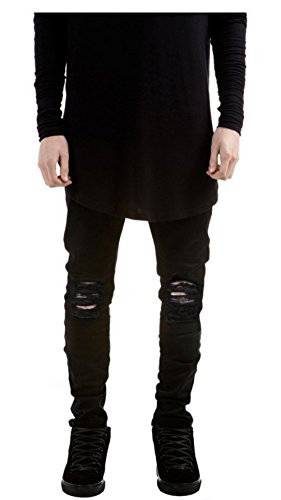 Men s slim fit stretch destroyed ripped distressed skin…