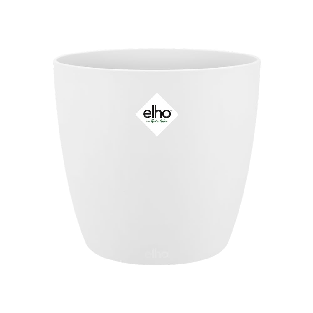 elho Brussels Round 18 - Flower Pot for Indoor - 100% recycled plastic - Ø 18.3 x H 16.8 cm - White/White
