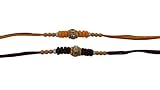Set of Two Rakhi, Stone & Moti, Thread. Rakhi, Raksha Bandhan Gift for your Brother, Maroon & Yellow Color Thread.