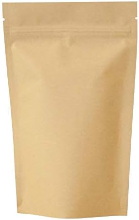RIGHTPAK Kraft Paper Bag with Resealable Zipper, Stand Up Pouch Zip-Lock Pouch for Nuts Coffee Food Storage Packaging (100