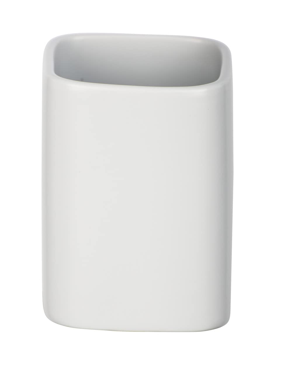 WENKO Hexa Ceramic Toothbrush Beaker Matte White, 9 x 6.5 x 6.5 cm