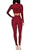Pink Queen Womens Long Sleeve Side Stripe Crop Top  Leggings 2 Piece Sport Wear,Wine Red-long Sleeve,Small