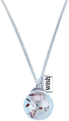 OVERMAL Real Natural Flowers Glass Pendant Silver Necklace