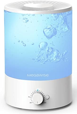 MegaWise Healthy Top-Refill Cool Mist Humidifiers for Bedroom, 24dB Ultrasonic Air Vaporizer with Water Filter for Baby [PP Material], Colorful Night Light,1 Gal Essential Oil Diffuser, Auto Shut Off