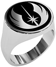 FORZIANI Star Wars Jedi Ring for Men, 316L Stainless Steel with black enamel detailing, Gift Box included, Best Gift for Him - Size 9 - More Ring Sizes 7 - 11 Available