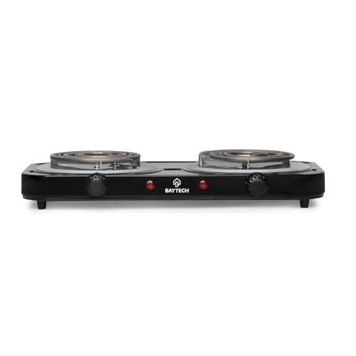 Fogareiro Elétrico 2 Bocas Espiral 127V/220V 2000W Portátil BAYTECH (Preto, 127V)