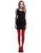 HDE Womens Solid Candy Color Opaque Microfiber Footed Tights Stockings,XS-M,Red
