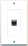 RiteAV CAT 6A 1 Port Shielded Cat6a Wall Plate 1 Gang Decorative - White