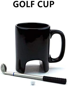 FUXIAOCHEN Creative Golf Ceramic Cup Funny Black Coffee Mug Office Casual Ceramic Cup Golf Stick Pen Birthday Gift