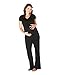 Black Maternity Nursing Wrap Top Sleep Set Sleepwear Medium