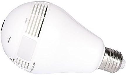 Quanmin HD 360°Wide Angle Fisheye Wireless Wi-fi E27 LED Light Bulb VR Panoramic IP Camera For Phone APP Two Way Audio Talk Remote Real Time Monitoring Spy Home Security CCTV Camera System (3MP)