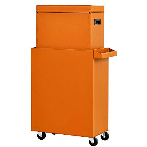 Removable Tool Chest,5-Drawers Tool BOX,Tool Chest with Wheels (2PCS Lockable) and Drawers,Tool Storage with Tray and Cabinet,Organizer(Orange)