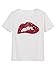 ROMWE Women's Summer Short Sleeve Sequin Lip Print T Shirts Tops White S