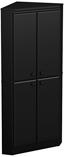 South Shore 4 Door Corner Armoire For Small Space With Adjustable Shelves Chocolate