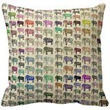 Elephants girly floral stripes pattern Cotton Linen Throw Pillow Covers(18 x 18inches)