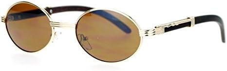 Unisex Vintage Wood Buffs Fashion Sunglasses Oval Frame UV400