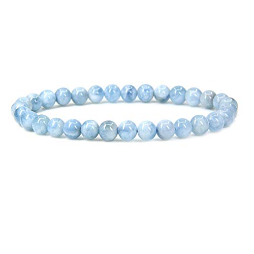 0 Natural+Aquamarine+Gemstone+Stretch+Bracelet