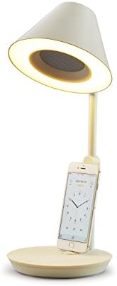 NuAns [CONE] iPhone &amp; iPad Lightning Charging Dock with Speaker &amp; Desk Lamp with USB Port, Apple Certified MFi, Free App to Control Speaker, White -iF Design Award / Good Design Award