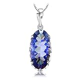 Jewelrypalace 11ct Oval Natural Mystic Blue Rainbow Topaz 925 Sterling Silver Pendant Necklace