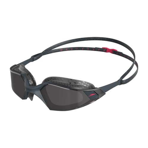 Speedo Unisex-Adult Aquapulse Pro Swimming Goggles | Anti-fog | Anti-mist | Anti-leak Goggles, Oxid Grey/Phoenix Red/Smoke, One Size