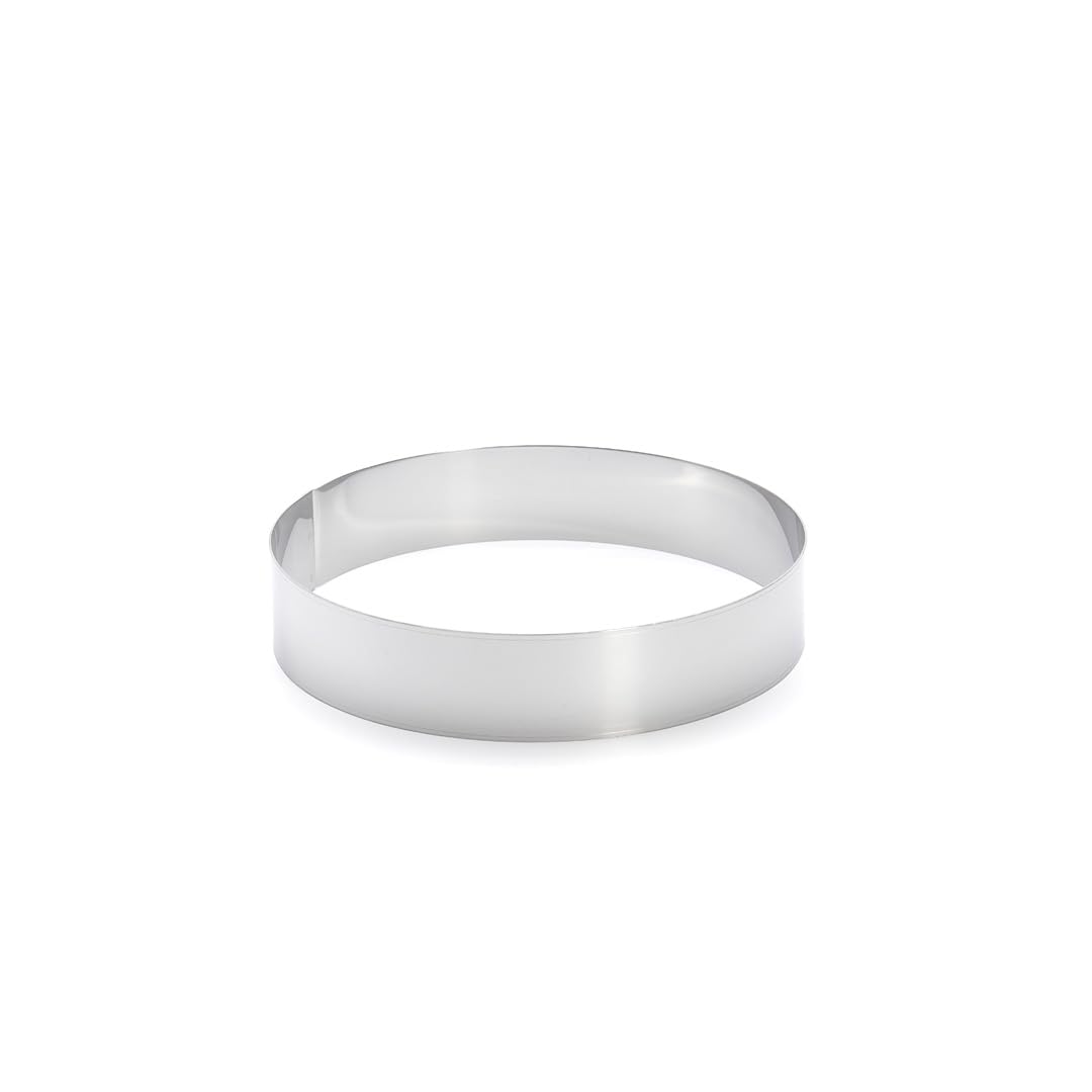 De Buyer round pastry ring, stainless steel, height 4.5 cm, Stainless Steel, Silver, 22.2 x 22.2 x 4.1 cm