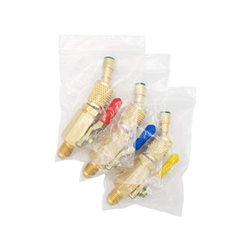 Air Jade Adapter 1/4’’SAE male and female with compact Ball valve for Refrigerant R410A R134A R22. 45 degrees, Shut-off Valve, connecting to Hose for air conditioner Charging and Recovery(3Pack)