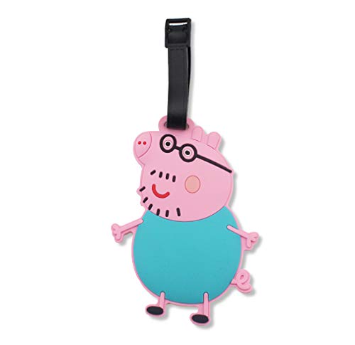 Finex Set of 4 Peppa Pig and Family Travel Luggage Tags Bag Tag with Adjustable Strap George Daddy Mommy Mummy Pig