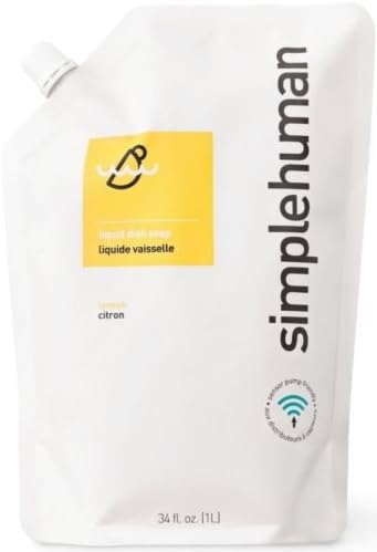 Simplehuman 1 Litre Lemon Washing up Liquid Soap Refill Pouch for Sensor Pump