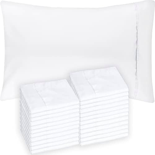 Glarea Pillow Cases Standard Size Bulk 24 Pack White Pillow Cases