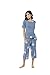 INK+IVY Pajamas for Women - Short Sleeve and Capri Pants PJ Set Loungewear, Casual Soft Breathable Sleepwear, 1X, Bohemian Dusty Blue 2 Piece