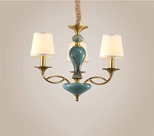 WENYAO Chandelier French Living Room Copper American Room Restaurant Chandelier Modern Ceramic Chandelier Lighting