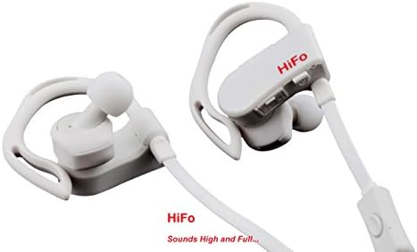 HiFo Bluetooth Earphone - "HeartBeat Sports 100" with Sports App, Heart Rate Monitor, Pedometer, Map/GPS Tracking, Noise Cancelation, Battery Status (White)