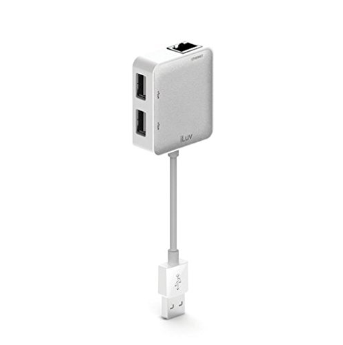 iLuv iCB708WHT USB Ethernet Adapter with 2 USB Ports - White