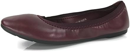 Womens Ultra Comfort Foam Ballet Flat Slip On Shoes, Burgundy, 6