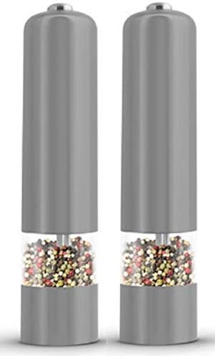 Salt and Pepper Grinders Set 5x23cm Large Electronic Mills Great for Himalayan Salt & Dried Herbs 2X (Grey)