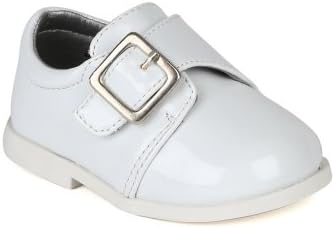 Auston AH59 Leatherette Velcro Buckle Strap Dress Church Shoe (Infant / Baby Boy) - White (Size: Toddler 5)