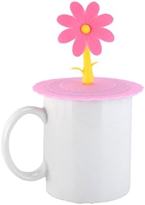 Silicone Cup Cover Lid ,JoyStreet Cute Leakproof Glass Cup Cover Coffee Tea Cup Mug Lid Cap Sunflower Pink
