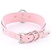 Handmade Womens Double O Ring Faux Leather Choker Collar (Pink with silver alloy)