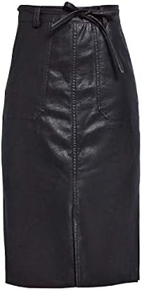 2019 New Women High Waist Genuine Leather Bag Hip Slim Skirt One Step Skirts Black